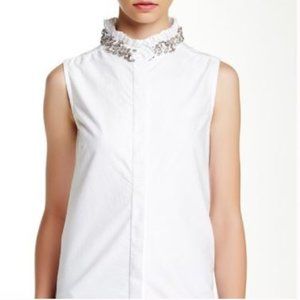 Rhinestone Collar Sleeveless Shirt